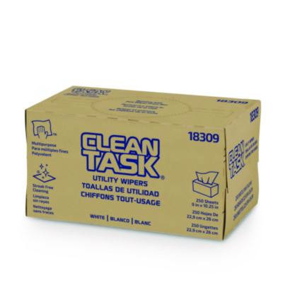 Clean Task Utility Wipers, 1-Ply, 9 x 10.25, White, 250 Sheets/Box, 24 Boxes/Carton