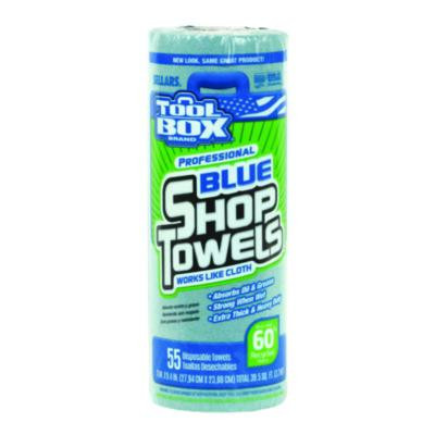 Toolbox Blue Shop Towels, 1-Ply, 11 x 9.4, Blue, 55 Sheets/Roll, 30 Rolls/Carton