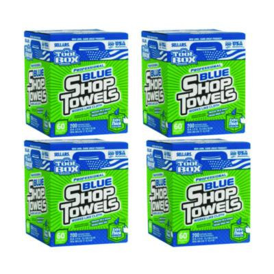 Toolbox Blue Shop Towels, 1-Ply, 10 x 12, Blue, 200 Sheets/Box, 4 Boxes/Carton