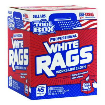 Toolbox White Rags, 1-Ply, 9.8 x 12, White, 200 Sheets/Box, 6 Boxes/Carton