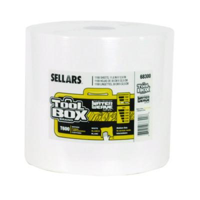 Toolbox Waterweave T600 Wipers, 1-Ply, 11.8 x 12.8, White, 1,100 Sheets/Roll