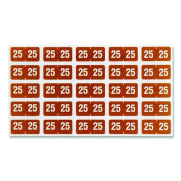 Yearly End Tab File Folder Labels, 25, 0.5 x 1, Brown, 25/Sheet, 10 Sheets/Pack