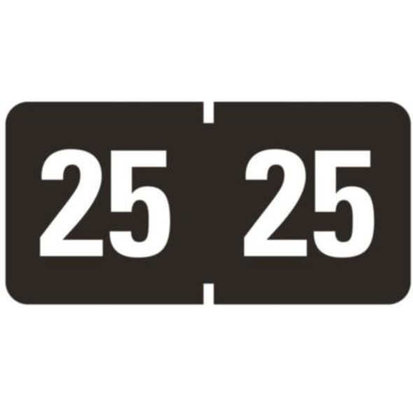 Yearly End Tab File Folder Labels, 25, 0.75 x 1.5, Black, 500/Roll