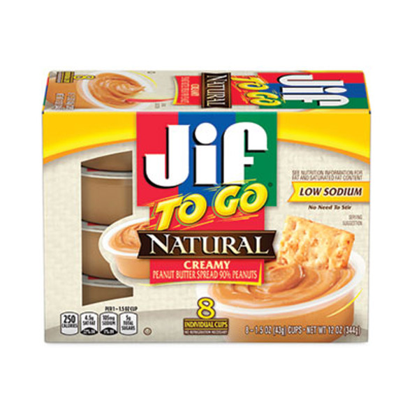 Spreads, Natural Creamy Peanut Butter, 1.5 Oz Cup, 8/Box