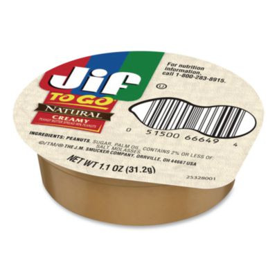 Spreads, Natural Creamy Peanut Butter, 1.1 Oz Cup, 8/Box