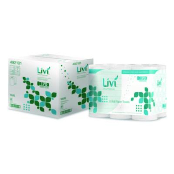 Kitchen Roll Towel, 2-Ply, 5" x 11", White, 6 Rolls/Pack, 4 Packs/Carton