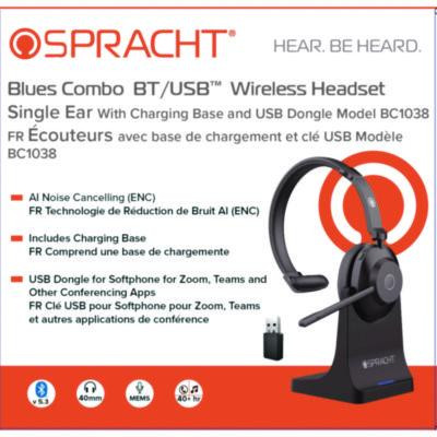 Blues Combo Monaural Headset, Over The Head, Black