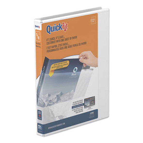 Quickfit D-Ring View Binder, 3 Rings, 0.63" Capacity, 11 X 8.5, White