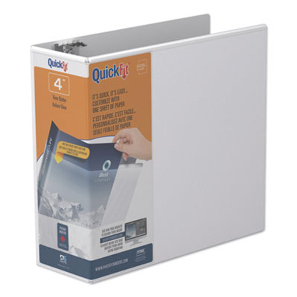 Quickfit D-Ring View Binder, 3 Rings, 4" Capacity, 11 X 8.5, White