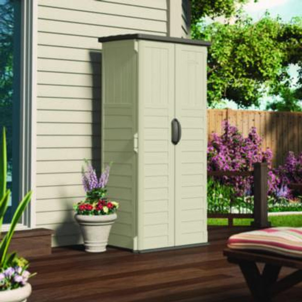 Vertical Storage Shed, 22 Cu Ft, 2 Ft 8.25" x 2 Ft 1.5" x 6 Ft, Vanilla/Stoney