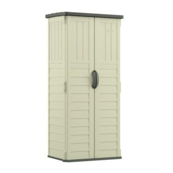 Vertical Storage Shed, 22 Cu Ft, 2 Ft 8.25" x 2 Ft 1.5" x 6 Ft, Vanilla/Stoney