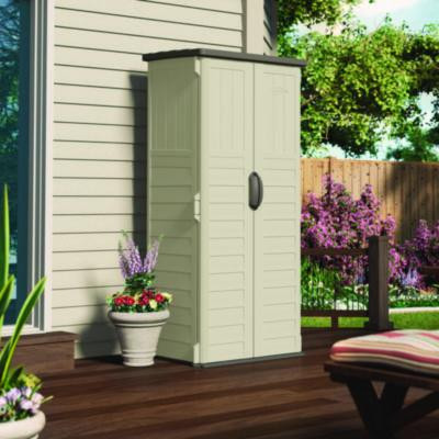 Vertical Storage Shed, 22 Cu Ft, 2 Ft 8.25" x 2 Ft 1.5" x 6 Ft, Vanilla/Stoney