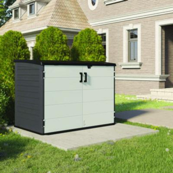 Stow-Away Horizontal Shed, 70 Cu Ft, 5 Ft 10.5" x 3 Ft 8.25" x 4 Ft 4", Peppercorn/Passive/Black