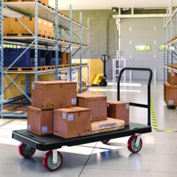 Resin Platform Truck, 1,600 Lb Capacity, 30.25 x 64.5 x 41, Black