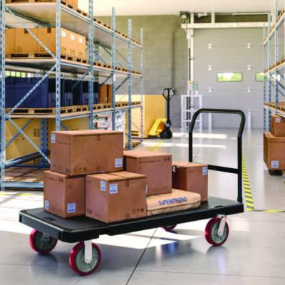 Resin Platform Truck, 1,600 Lb Capacity, 30.25 x 64.5 x 41, Black