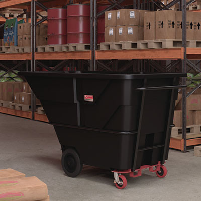 2 Cu Yd Heavy Duty Tilt Truck, Forkliftable Frame, 2,300 Lb Capacity, Black/Red