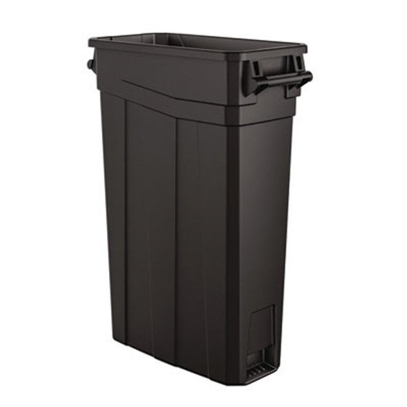 23 Gallon Resin Slim Trash Can, Plastic, Black