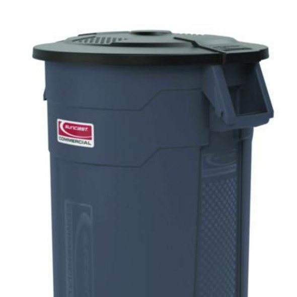 55-Gallon Utility Trash Can Lid, 28.25 x 26.75 x 3, Black