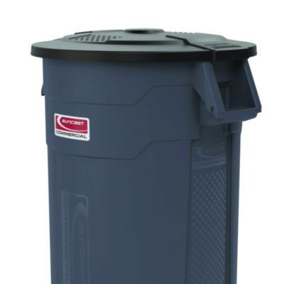 55-Gallon Utility Trash Can Lid, 28.25 x 26.75 x 3, Black