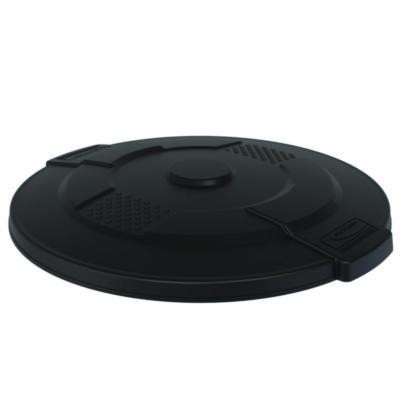 55-Gallon Utility Trash Can Lid, 28.25 x 26.75 x 3, Black