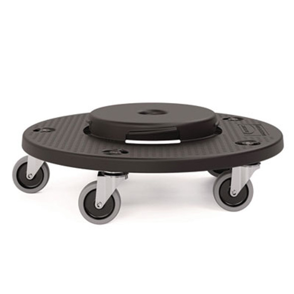 Utility Trash Can Dolly, 350 Lb Capacity, 20.75" x 6.5", Black, 2/Pack
