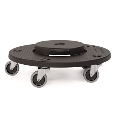 Utility Trash Can Dolly, 350 Lb Capacity, 20.75" x 6.5", Black, 2/Pack