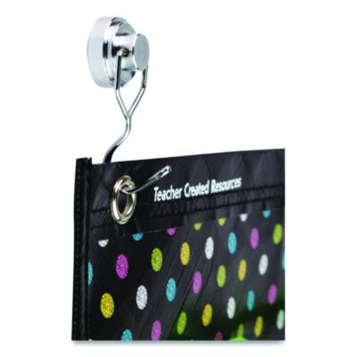 Magnetic Classroom Hooks, 5.25" Long Hook, 3.75" Diameter Base, Silver, 2/Pack