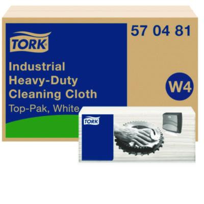Industrial Heavy-Duty Cleaning Cloth, 1-Ply, 13.97 x, 4.25, Unscented, White, 60 Cloths, 4/Carton