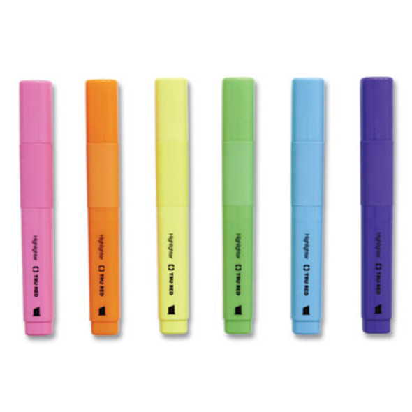 Tank Style Chisel Tip Highlighter, Assorted Ink Colors, Chisel Tip, Assorted Barrel Colors, 12/Pack