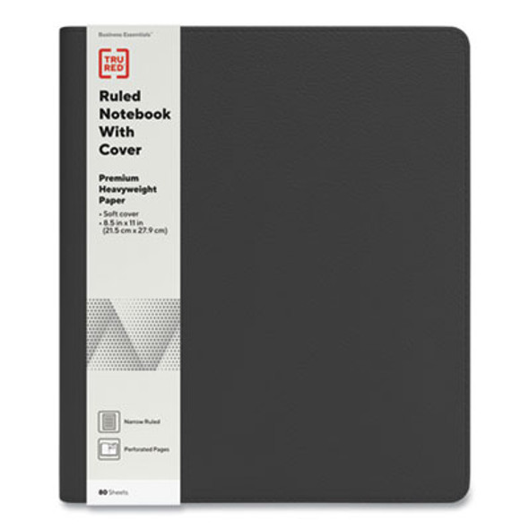 Soft-Cover Notebook Folio Set, 1-Subject, Narrow Rule, Black Cover, (80) 11 x 8.5 Sheets