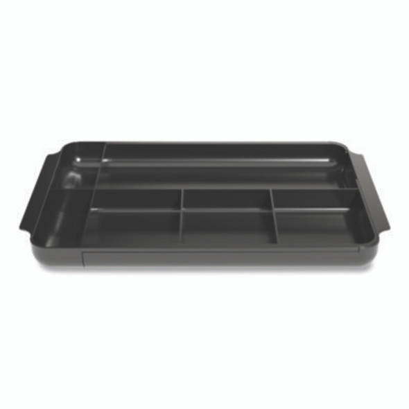 Seven-Compartment Expandable Plastic Drawer Organizer, 12.8 X 8.5 X 1.34, Black