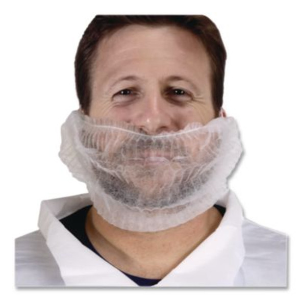 Brd Series Polypropylene Beard Nets, One Size Fits Most, White, 100/Pack, 10 Packs/Carton