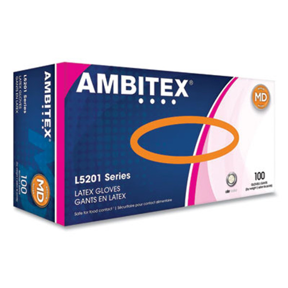 L5201 Series Powder-Free Latex Gloves, Medium, 4 Mil Thick, 9" Long, Cream, 100/Box