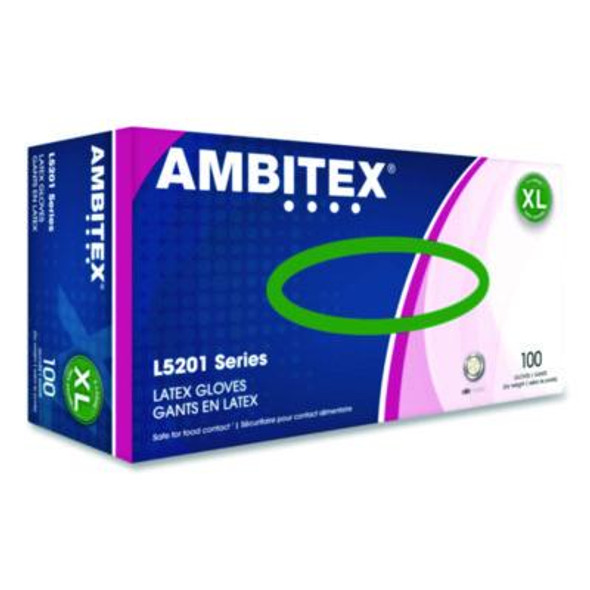L5201 Series Powder-Free Latex Gloves, X-Large, 4 Mil Thick, 9" Long, Ivory, 100/Box, 10 Boxes/Carton