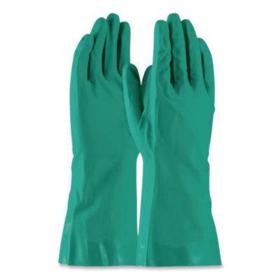 Pro N650 Series Flock-Lined Nitrile Rubber Gloves, 13" Long, X-Large, Green, 12 Pairs