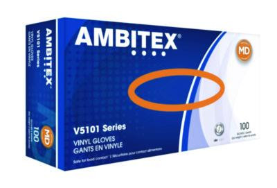 V5101 Series Latex-Free Lightly Powdered Vinyl Gloves, Medium, 3 Mil Thick, 9" Long, Clear, 100/Box