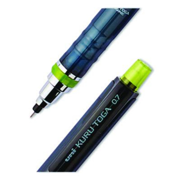 Kurutoga Mechanical Pencil With Tube Of Diamond Lead, 0.7 Mm, Hb (#2), Black Lead, Black/Green Barrel