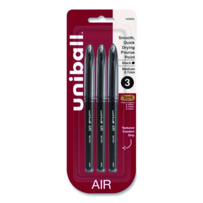 Air Porous Gel Pen, Stick, Medium 0.7 Mm, Black Ink, Black Barrel, 3/Pack