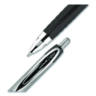 Signo 207 Gel Pen, Retractable, Medium 0.7 Mm, Black Ink, Clear/Black Barrel, 5/Pack