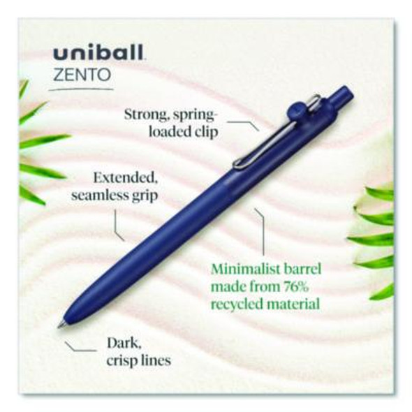 Zento Gel Pen, Retractable, Medium 0.7Mm, Black Ink, Assorted Barrel Colors, Dozen