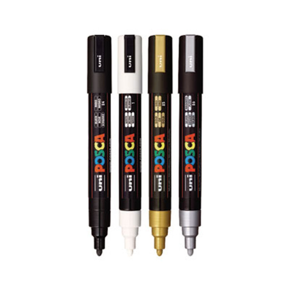 Water-Based Paint Markers, Medium Bullet Tip, Assorted Colors, 4/Set