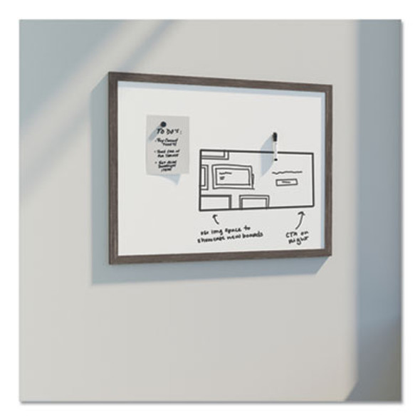 Magnetic Dry Erase Board With Rustic Frame, 36" x 24" (Actual Size: 35" x 23"), White Surface, Brown Wood Frame