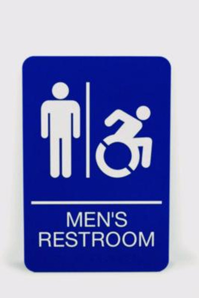 Ada Sign, Men's Restroom, 6 x 9, Blue Face, White Graphics