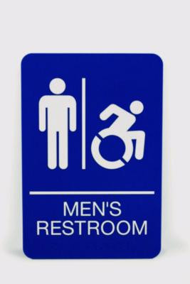 Ada Sign, Men's Restroom, 6 x 9, Blue Face, White Graphics