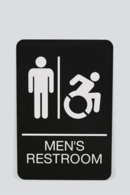Ada Sign, Men's Restroom, 6 x 9, Black Face, White Graphics