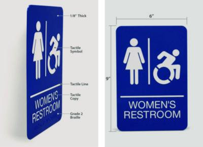 Ada Sign, Women's Restroom, 6 x 9, Blue Face, White Graphics