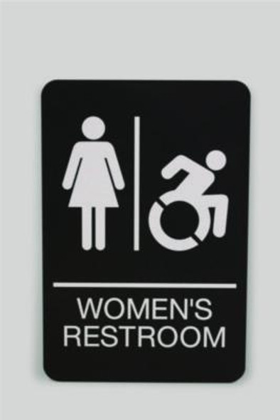 Ada Sign, Women's Restroom, 6 x 9, Black Face, White Graphics