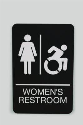 Ada Sign, Women's Restroom, 6 x 9, Black Face, White Graphics