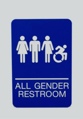 Ada Sign, All Gender Restroom, 6 x 9, Blue Face, White Graphics