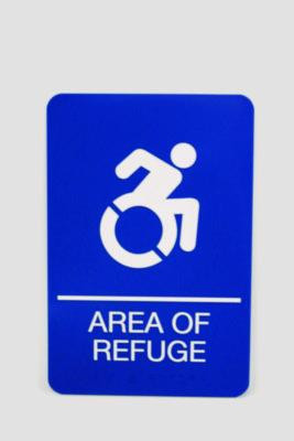 Ada Sign, Area Of Refuge, 6 x 9, Blue Face, White Graphics